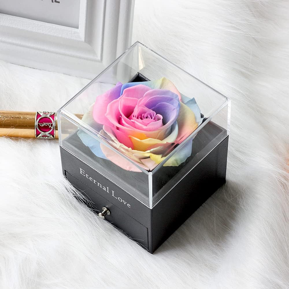 Valentines Day Gifts Locket Necklace for Women Preserved Rose with Necklace  Rose Box Jewelry Box - Walmart.com