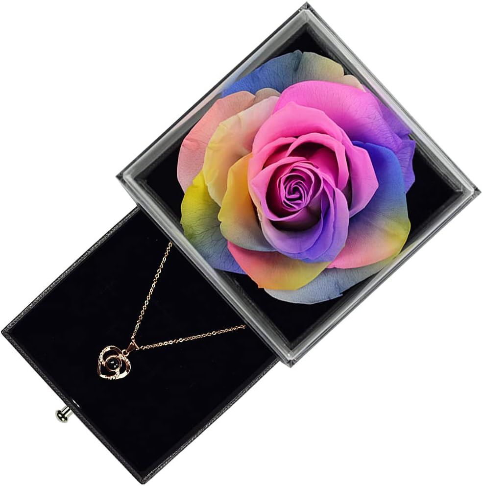 Real Preserved Rose Jewelry Gift Box With Necklace Valentine's Day Gift  Mothers | Fruugo AT